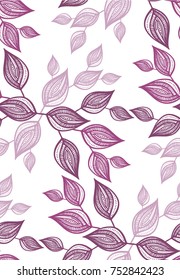 Seamless pattern of hand drawn sketch style leaves. Vector illustration.