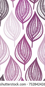 Seamless pattern of hand drawn sketch style leaves. Vector illustration.