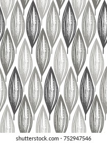 Seamless pattern of hand drawn sketch style leaves. vector illustration