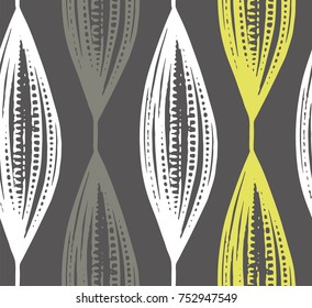 Seamless pattern of hand drawn sketch style leaves. vector illustration