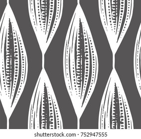 Seamless pattern of hand drawn sketch style leaves. vector illustration
