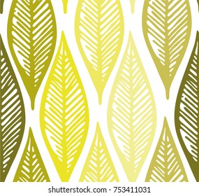 Seamless pattern of hand drawn sketch style leaves. vector illustration