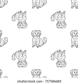 seamless pattern of hand drawn sketch style puppies.Vector illustration isolated on white background.