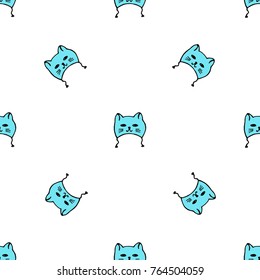 Seamless pattern of hand drawn sketch style set of caps Vector illustration isolated on white background.