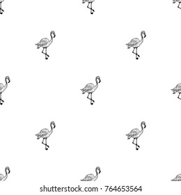 Seamless pattern of hand drawn sketch style Flamingo.Vector illustration isolated on white background.