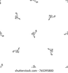 Seamless pattern of hand drawn sketch style Flamingo.Vector illustration isolated on white background.