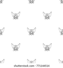 Seamless pattern of hand drawn sketch style Canadian sphinx.Vector illustration isolated on white background.