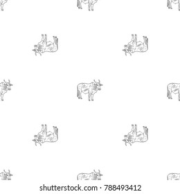 Seamless pattern of hand drawn sketch style indian cow. Vector illustration.
