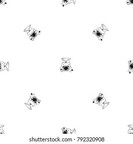 Seamless pattern of hand drawn sketch style pig with hat. Vector illustration.