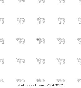 Seamless pattern of hand drawn sketch style indian cow. Vector illustration.