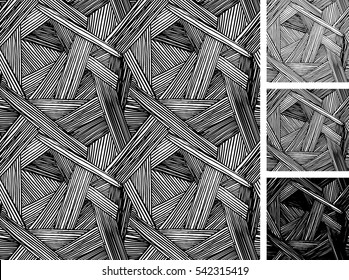 Seamless pattern of hand drawn sketches rough hatching grunge pattern. Texture has three different shades: light, mid and dark tone. 