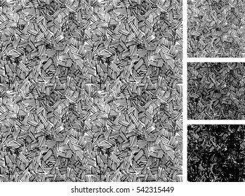 Seamless pattern of hand drawn sketches rough hatching grunge pattern. texture has three different shades: light, mid and dark tone. 