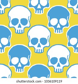 Seamless pattern with hand drawn skulls. Vector Illustration