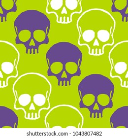 Seamless pattern with hand drawn skulls. Vector Illustration