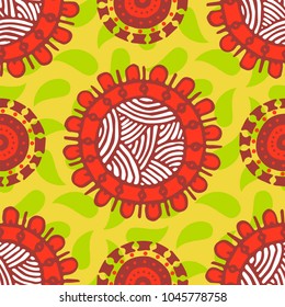 Seamless pattern with hand drawn skulls. Vector Illustration