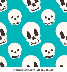 Seamless pattern with hand drawn skulls. Vector illustration. 