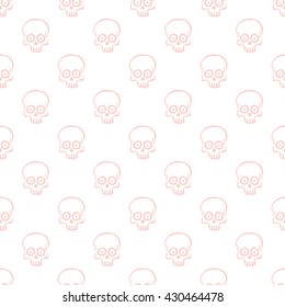 Seamless pattern with hand drawn skulls on a white background. Vector Illustration