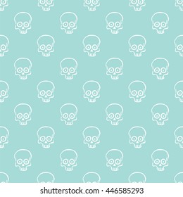 Seamless pattern with hand drawn skulls. Vector Illustration