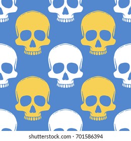 Seamless pattern with hand drawn skulls. Vector Illustration