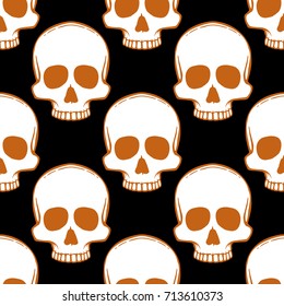 Seamless pattern with hand drawn skulls. Vector Illustration
