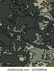 Seamless pattern with hand drawn skulls.Unique camuflage pattern with gray skulls.