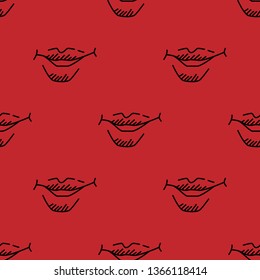 Seamless pattern of hand drawn smiled mouth for print or web design