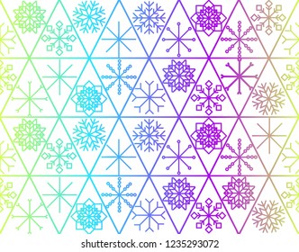 Seamless pattern with hand drawn snowflakes. Abstract brush strokes. Ink illustration. Winter pattern for wrapping paper.