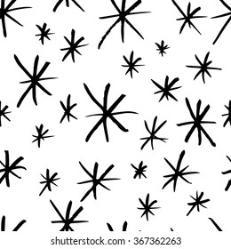 The seamless pattern with hand drawn snowflakes for your design. 