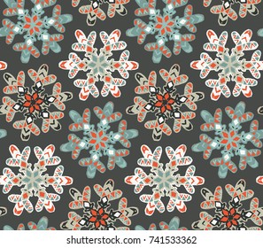 Seamless pattern with hand drawn snowflakes. Vector holiday endless background.
