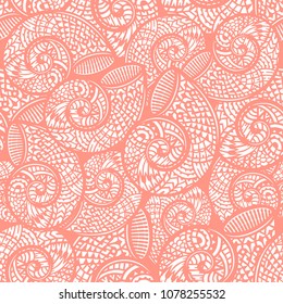 Seamless pattern with hand drawn spiral shells. Marine theme. Vector illustration.