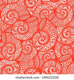 Seamless pattern with hand drawn spiral shells. Marine theme. Vector illustration.