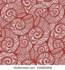 Seamless pattern with hand drawn spiral shells. Marine theme. Vector illustration.