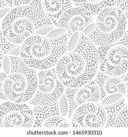 Seamless pattern with hand drawn spiral shells. Marine theme. Vector illustration.