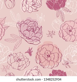 Seamless pattern with hand drawn spring flowers for textile, wallpapers, gift wrap and scrapbook. Vector illustration.