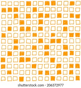 Seamless pattern with hand drawn squares. Vector illustration