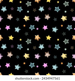 Seamless pattern with hand drawn star. Background for textile, wrapping paper, fashion, illustration.