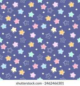 Seamless pattern with hand drawn Star. Background for textile, wrapping paper, fashion, illustration.