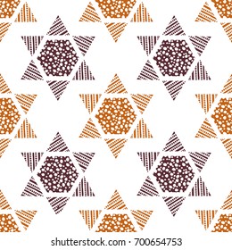 Seamless pattern with hand drawn Star of David. Vector illustration