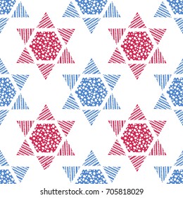 Seamless pattern with hand drawn Star of David. Vector illustration