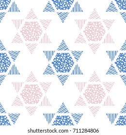 Seamless pattern with hand drawn Star of David. Vector illustration