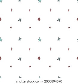 Seamless pattern with hand drawn stars. Cute design for Halloween decorations. Vector seamless pattern.