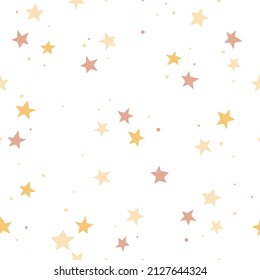 Seamless pattern with hand drawn stars on white background. Ideal for print, fabrics, wallpaper and textile design. Vector illustration.