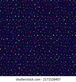 Seamless pattern of hand drawn stars of different sizes and shapes