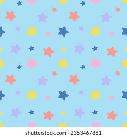 Patrón sin brillo con estrellas dibujadas a mano. Fondo textil, papel envolvente, modas, ilustración.