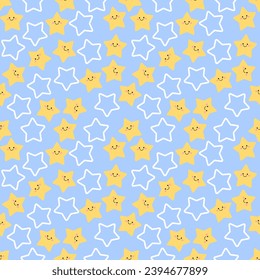 Seamless pattern with hand drawn stars. Background for textile, wrapping paper, fashion, illustration.
