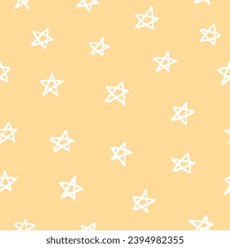 Patrón sin foco de estrellas dibujadas a mano en estilo infantil. Ornamento de la estrella del doodle. Ilustración del vector