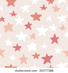 Seamless pattern with hand drawn stars on blue background. Sky background. Vector illustration.