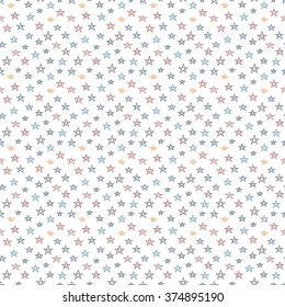 Seamless pattern with hand drawn stars on white background. Sky background. Vector illustration.