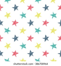 Seamless Pattern With Hand Drawn Stars.