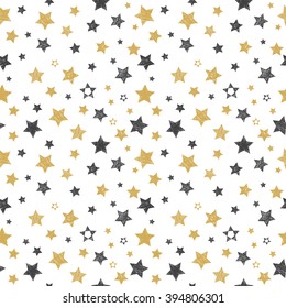 Seamless pattern with hand drawn stars. Stylish background. Vector illustration